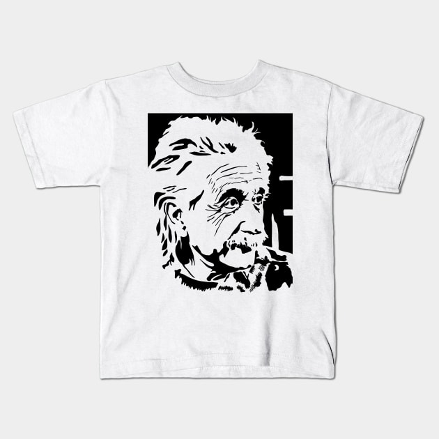 Albert Einstein black and white Kids T-Shirt by Print&fun